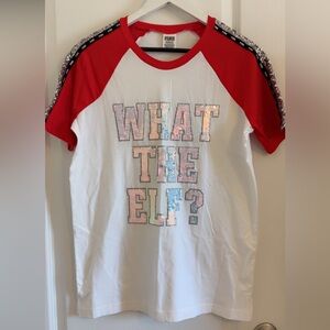 PINK Victoria’s Secret Red and White women’s jr Sequin Tee Shirt